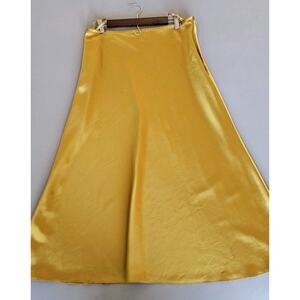Antonio Melani Satin Midi Skirt Women’s Size 12 Yellow Gold Mustard